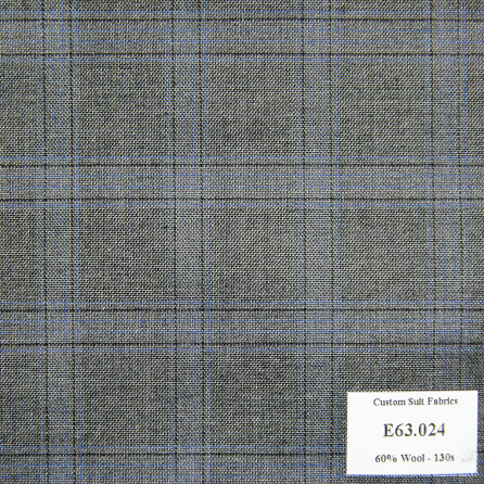 Call - E63.024 Kevinlli V5 - Vải Suit 60% Wool - Xám Caro